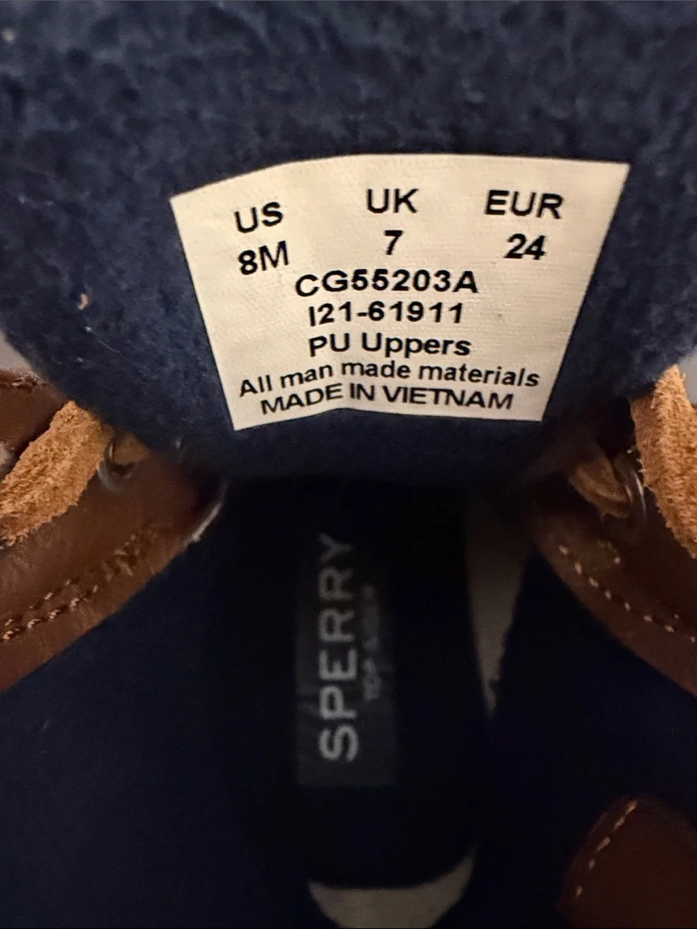 Sperry Kids Brown Leather and Navy Waterproof Duck Boots